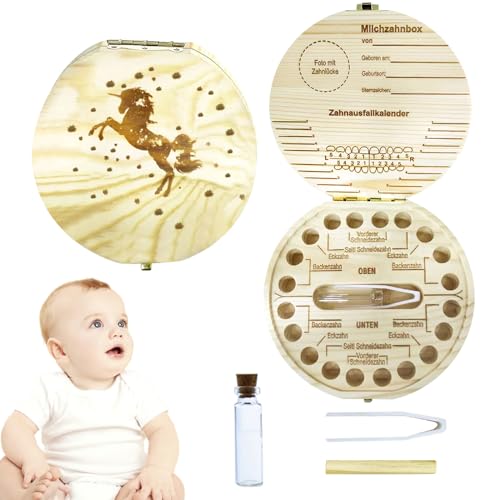 Zahnbox Holz, Zahnschachtel, Zahndose, Zahnbox für Milchzähne, Milchzahndose, Milchzähne Box, Mädchen Jungen Souvenir Box, Aufbewahrungsbox für Baby-Zähne Baby Geschenke zur Geburt (C) von JOKILY