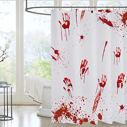 Duschvorhang 200x200 Grusel-Halloween Duschrollo Wasserabweisend Anti-Schimmel mit 12 Duschvorhangringen, 3D Bedrucktshower Shower Curtains, für Duschrollo für Badewanne Dusche von JOKITA