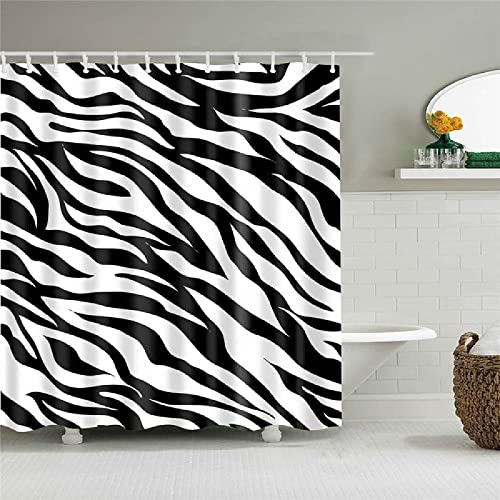 JOKITA Duschvorhang 240x200 Zebra Duschrollo Wasserabweisend Anti-Schimmel mit 12 Duschvorhangringen, 3D Bedrucktshower Shower Curtains, für Duschrollo für Badewanne Dusche von JOKITA