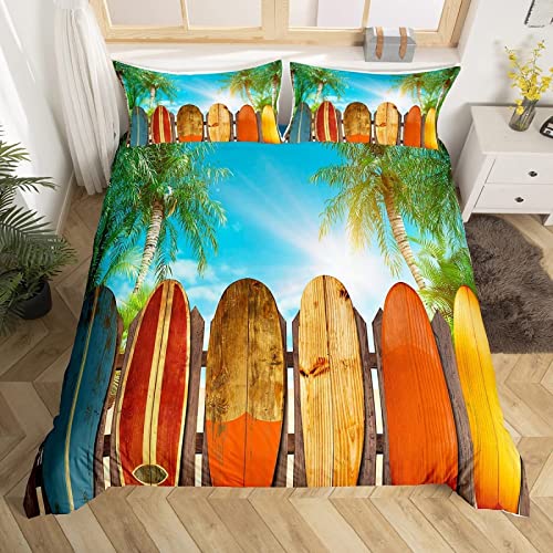 JOKITA Bettwäsche 135x200 Hawaii Surfen, Winter Weiche 3D Bettzeug Set Hawaii Surfen Bettwäsche-Sets, Hawaii Surfen Bettbezug und 2 Kissenbezug 80x80 cm von JOKITA