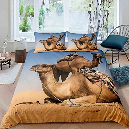 JOKITA Bettwäsche 135x200 Kamel, Weiche Atmungsaktiv Bettzeug Set Kamel Bettwäsche-Sets, Kamel Bettbezug und 2 Kissenbezug 80x80 cm von JOKITA