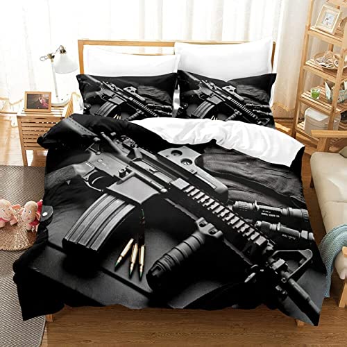 JOKITA Bettwäsche 135x200 Militärisches Thema, Winter Weiche 3D Bettzeug Set Militärisches Thema Bettwäsche-Sets, Tarnung Bettbezug und 2 Kissenbezug 80x80 cm von JOKITA