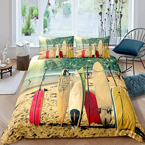 JOKITA Bettwäsche 135x200 Surfen, Winter Weiche 3D Bettzeug Set Surfen Bettwäsche-Sets, Surfen Bettbezug und 2 Kissenbezug 80x80 cm von JOKITA