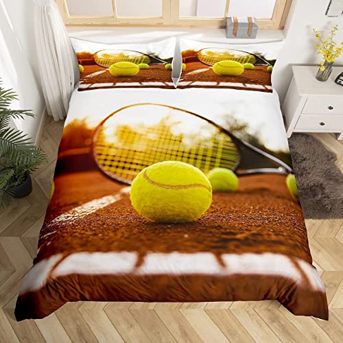 JOKITA Bettwäsche 200x200 Tennis, Winter Weiche 3D Bettzeug Set Tennis Bettwäsche-Sets, Tennis Bettbezug und 2 Kissenbezug 80x80 cm von JOKITA