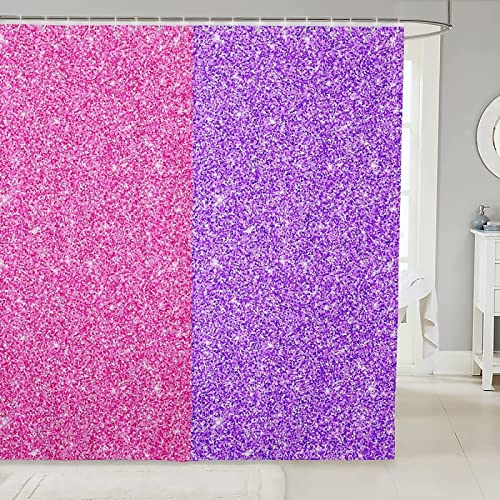 JOKITA Duschvorhang 180x200 Pink Lila Duschrollo Wasserabweisend Anti-Schimmel mit 12 Duschvorhangringen, 3D Bedrucktshower Shower Curtains, für Duschrollo für Badewanne Dusche von JOKITA