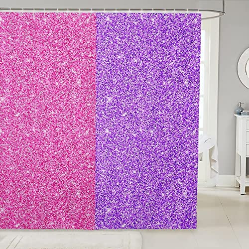 JOKITA Duschvorhang 200x200 Pink Lila Duschrollo Wasserabweisend Anti-Schimmel mit 12 Duschvorhangringen, 3D Bedrucktshower Shower Curtains, für Duschrollo für Badewanne Dusche von JOKITA