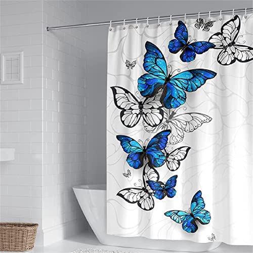 JOKITA Duschvorhang 200x200 Schmetterling Duschrollo Wasserabweisend Anti-Schimmel mit 12 Duschvorhangringen, 3D Bedrucktshower Shower Curtains, für Duschrollo für Badewanne Dusche von JOKITA