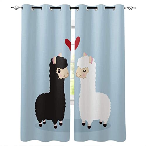 JOKITA Süßes Alpaka Verdunkelungsvorhänge 3D Vorhänge Blickdicht Süßes Alpaka Verdunkelungsvorhang mit Ösen für Schlafzimmer Kinderzimmer Wohnzimmer Dekoration Gardienen 183x214 cm von JOKITA