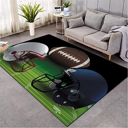 JOKITA Teppich Schlafzimmer Modern American Football Sport 3D American Football Sport Wohnzimmer Teppich American Football Sport Dekoration Carpet rutschfeste Teppiche, 120 x 170 cm von JOKITA