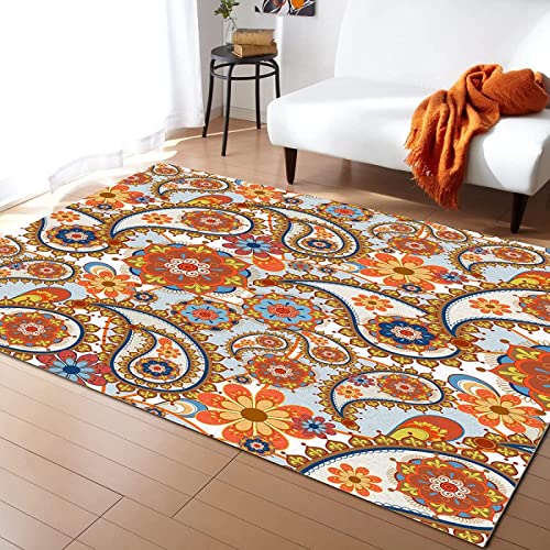 JOKITA Teppich Schlafzimmer Modern Blumig Böhmisch 3D Blumig Böhmisch Wohnzimmer Teppich Blumig Böhmisch Dekoration Carpet rutschfeste Teppiche, 140 x 200 cm von JOKITA
