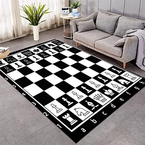 JOKITA Teppich Schlafzimmer Modern Internationales Schach 3D Internationales Schach Wohnzimmer Teppich Internationales Schach Dekoration Carpet rutschfeste Teppiche, 100x150 cm von JOKITA