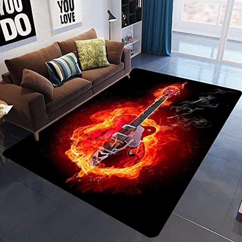 JOKITA Teppich Schlafzimmer Modern Rock-Gitarre 3D Rock-Gitarre Wohnzimmer Teppich Rock-Gitarre Dekoration Carpet rutschfeste Teppiche, 140 x 200 cm von JOKITA