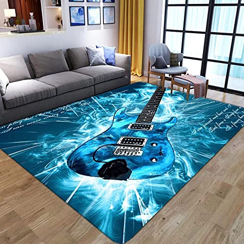 JOKITA Teppich Schlafzimmer Modern Rock-Gitarre 3D Rock-Gitarre Wohnzimmer Teppich Rock-Gitarre Dekoration Carpet rutschfeste Teppiche, 140 x 200 cm von JOKITA
