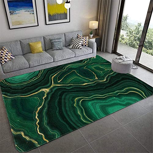 JOKITA Teppich Schlafzimmer Modern Grüner Marmor 3D Grüner Marmor Wohnzimmer Teppich Grüner Marmor Dekoration Carpet rutschfeste Teppiche, 80x160 cm von JOKITA