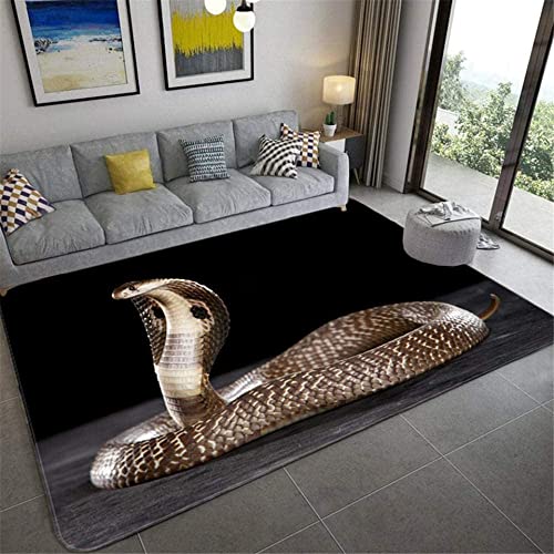 JOKITA Teppich Schlafzimmer Modern Schlange 3D Schlange Wohnzimmer Teppich Schlange Dekoration Carpet rutschfeste Teppiche, 140 x 200 cm von JOKITA