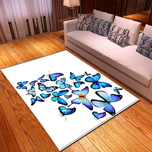 JOKITA Teppich Schlafzimmer Modern Schmetterlinge 3D Schmetterlinge Wohnzimmer Teppich Schmetterlinge Dekoration Carpet rutschfeste Teppiche, 120 x 170 cm von JOKITA