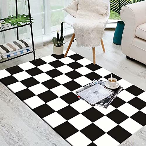 JOKITA Moderner Schachbrett-Teppich für Schlafzimmer, Wohnzimmer und Flur, 120 x 170 cm, Schwarz-Weiß, Kariert, Niedriger Stapel, Wasserfest, Rutschfest, Unisex, Groß, Handwäsche JOKITA Moderner Schachbrett-Teppich für Schlafzimmer, Wohnzimmer und Flur, 120 x 170 cm, Schwarz-Weiß, Kariert, Niedriger Stapel, Wasserfest, Rutschfest, Unisex, Groß, Handwäsche von JOKITA
