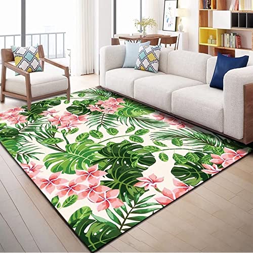 JOKITA Teppich Schlafzimmer Modern Tropische Palmenblätter 3D Tropische Palmenblätter Wohnzimmer Teppich Tropische Palmenblätter Dekoration Carpet rutschfeste Teppiche, 80x160 cm von JOKITA