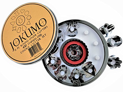 JOKUMO 11 Teile Runde Linzer Keks Ausstechformen Set - Hochwertiges 430 Edelstahl - inklusive Aufbewahrungsbox von JOKUMO