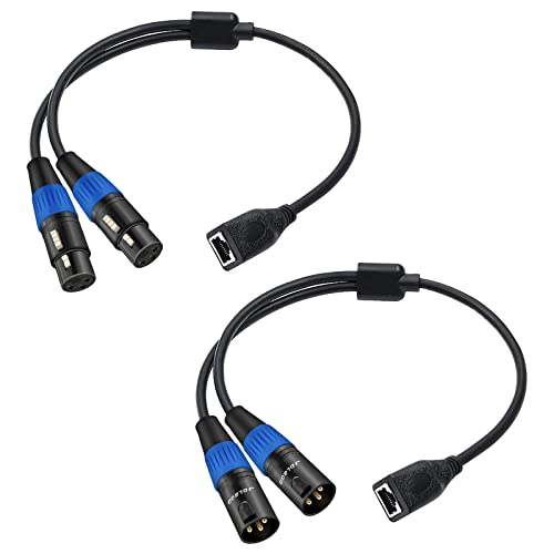 JOLGOO 3-poliger XLR-Y-Splitter auf RJ45-Adapter, 1 Paar, RJ45 auf Dual-XLR-DMX-Kabel, für DMX-CON-Controller-Serie, Bühne und Aufnahmestudio, 0,3 m von JOLGOO