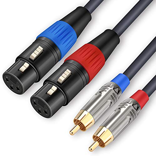 JOLGOO Dual-XLR-auf-RCA-Kabel, Dual-XLR-Buchse auf Dual-RCA-Stecker, 2 XLR-Buchsen auf 2 RCA-Stecker, HiFi-Audiokabel, 4N OFC-Draht, für Verstärker-Mixer-Mikrofon, 3 m von JOLGOO