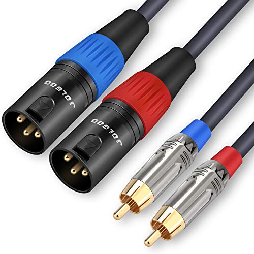 JOLGOO RCA auf XLR Kabel, Dual RCA Male to Dual XLR Male Cable, 2 RCA Male to 2 XLR Male HiFi Audio Cable, 4N OFC Wire, for Amplifier Mixer Microphone, 2 m von JOLGOO