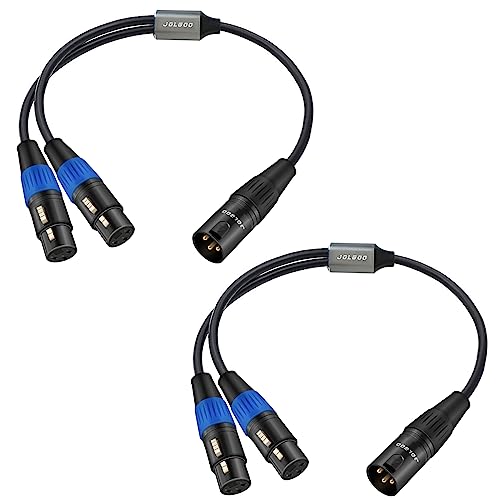 JOLGOO XLR-Splitterkabel, Dual-Buchse auf Stecker, Y-Splitter-Mikrofonkabel, 2 Buchsen auf 1 Stecker, 0,5 Meter, 2er-Pack von JOLGOO