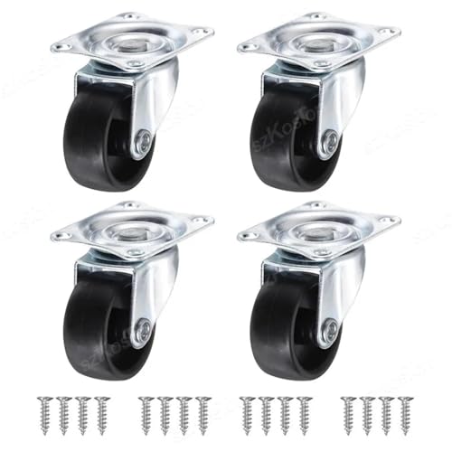2/4 Stück robuste Lenkrolle, geräuschlose Trolley-Räder, drehbare Möbelrolle mit Sicherheitsverriegelungsbremse for Tisch, Stuhl, Sofa(4pcs-no Brake,1.25 inch) von JOLIANE