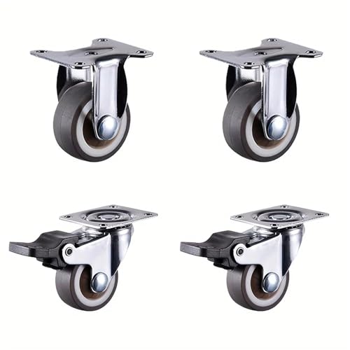 4 Stück 1,5/2" Lenkrollen Möbelräder Hochleistungsrollen TPR-Gummi Räder mit flachem Boden for Möbelschränke Werkbank(2 Fixed 2 Brake,2 inch) von JOLIANE