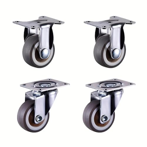 4 Stück 1,5/2" Lenkrollen Möbelräder Hochleistungsrollen TPR-Gummi Räder mit flachem Boden for Möbelschränke Werkbank(2 Fixed 2 Universal,2 inch) von JOLIANE