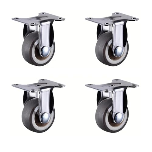 4 Stück 1,5/2" Lenkrollen Möbelräder Hochleistungsrollen TPR-Gummi Räder mit flachem Boden for Möbelschränke Werkbank(4 Fixed,1.5 Inch) von JOLIANE