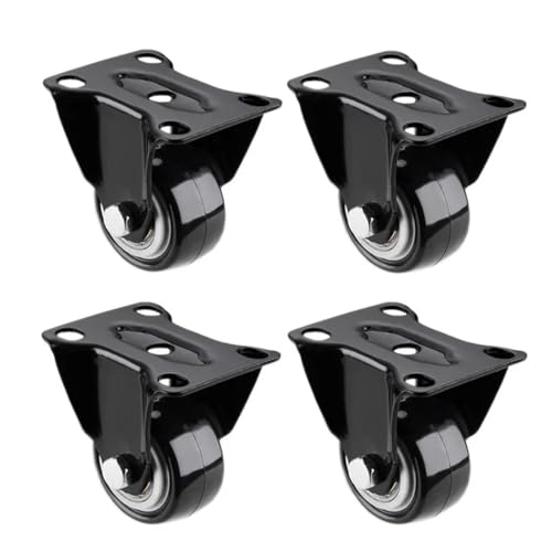 4 Stück 1,6 Zoll Durchmesser robuste 200 kg schwarze Polyurethan-Bockrollen Räder Trolley Möbelrolle von JOLIANE