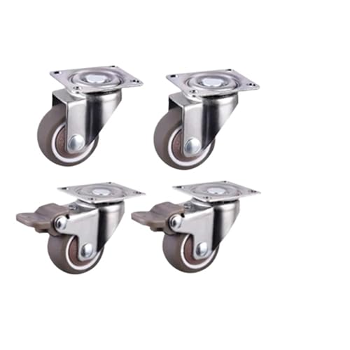 4 stücke Möbel Rollen Räder Weiche Gummi Lenkrolle Silber Roller Rad for Plattform Trolley Stuhl Haushalt Accessori(2 inch) von JOLIANE