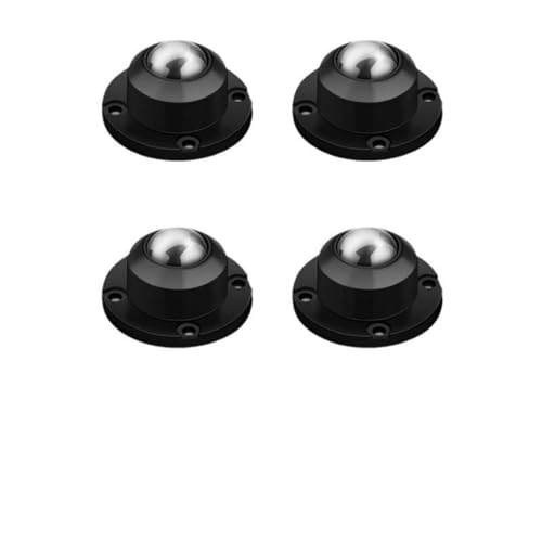4PCS Edelstahl Universal Rad Selbstklebende Caster Mini Schwenk Räder 360 Grad Rotation Pulley for Möbel Mülleimer(45mm-Black) von JOLIANE