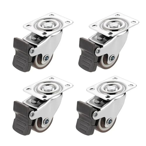 4PCS Möbel Caster 1/2 Zoll Weiche Gummi Universal Rad Lenkrolle Roller for Plattform Trolley Zubehör(4PCS with brake,2 inches) von JOLIANE