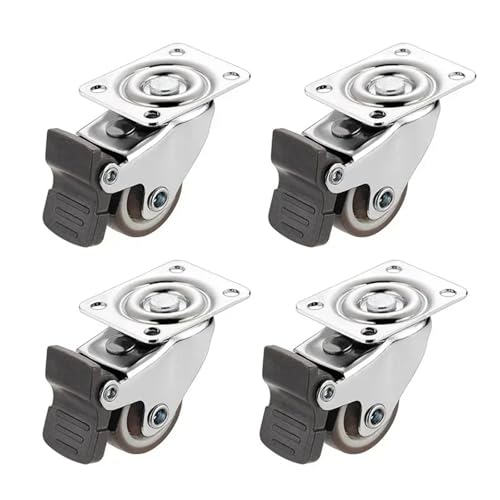 4PCS Möbel Caster 1''/2'' Weiche Gummi Universal Rad Lenkrolle Rolle for Plattform Trolley Zubehör(4PCS with brake,2 inches) von JOLIANE