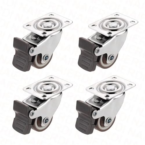 4PCS TPR Weiche Gummi Lenkrollen Räder Heavy Duty Roller Trolley Caster Mit Bremse for Möbel Plattform(4PCS with brake,1.0 Inch) von JOLIANE