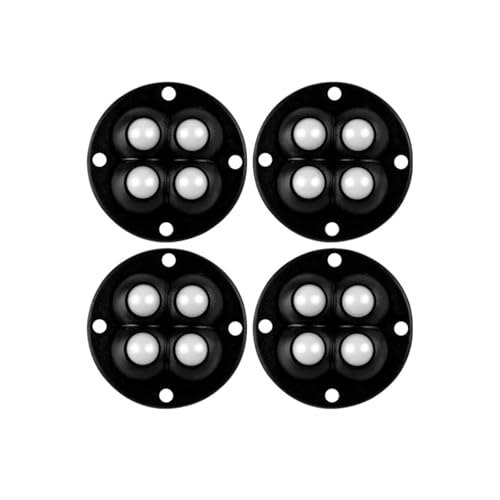 4Pcs Home Möbel Caster Lenkrollen Rad for Lagerung Box 360 ° Rotation 4 Perlen Ball Universal stumm(Black nylon 4pcs) von JOLIANE