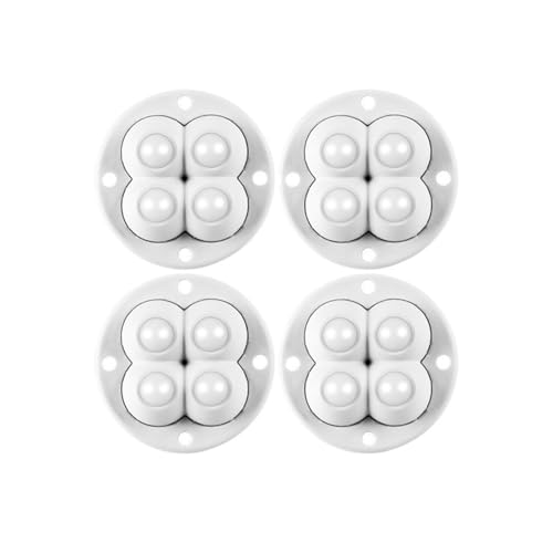 4Pcs Home Möbel Caster Lenkrollen Rad for Lagerung Box 360 ° Rotation 4 Perlen Ball Universal stumm(White nylon 4pcs) von JOLIANE