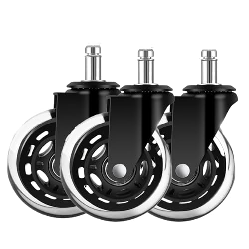 Büro-Gummi-Stuhlrollen-Ersatz, 3-Zoll-Hochleistungs-Computer-Gaming-Schreibtisch-Lenkrollen, sanftes und sicheres Rollen für(3pcs) von JOLIANE