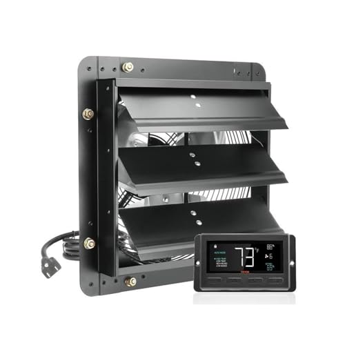 Shutter-Abluftventilator, 10/1214/16 Zoll, EC/AC-Motor, 940 CFM, 10-stufig einstellbar, Wandmontage, Dachbodenventilator, pulverbeschichteter Stahl(24in AC) von JOLIANE