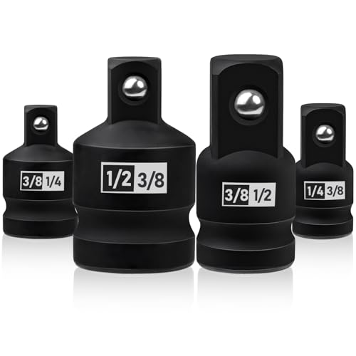 JOLIGAEA 4 Stück Adapter-Satz, Stecknuss-Adapter für Ratschen, 3/8 auf 1/2, 1/4 auf 3/8, 3/8 auf 1/4, 1/2 auf 3/8 Zoll für Knarren, Nuss, Steckschlüsseln von JOLIGAEA