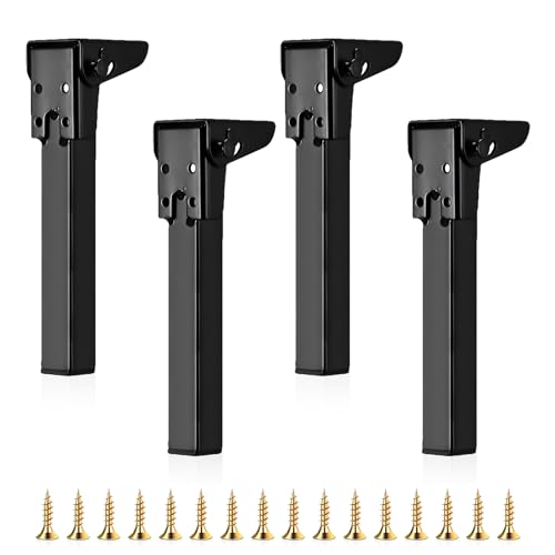 JOLIGAEA 4 Stück Klapptischbeine, 60CM Möbelstützbeine, Faltbare Tischbeine, Metall Schreibtischbeine, Möbelfüße mit Bodenschoner und Schrauben Verfügbar für Schreibtisch Esstisch, Couchtisch, Tisch von JOLIGAEA
