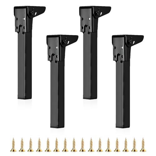 JOLIGAEA 4 Stück Klapptischbeine, 70CM Möbelstützbeine, Faltbare Tischbeine, Metall Schreibtischbeine, Möbelfüße mit Bodenschoner und Schrauben Verfügbar für Schreibtisch Esstisch, Couchtisch, Tisch von JOLIGAEA