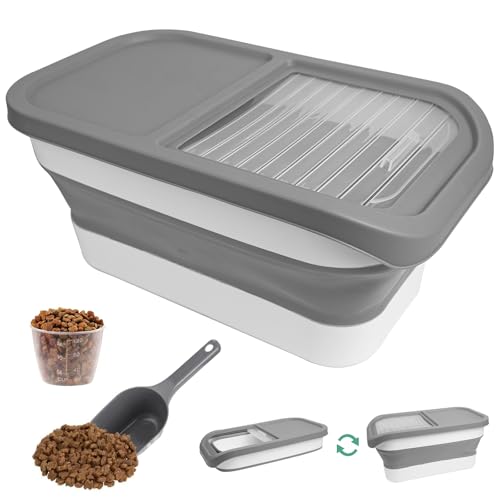 JOLIGAEA Hundefutter Aufbewahrung, 5kg Faltbarer Futterbox Hund, Futterbehälter Hund mit Schaufel y Messbecher, Futtereimer mit Deckel, Hundefutter Box für Hundefutter und Katzenfutte JOLIGAEA Hundefutter Aufbewahrung, 5kg Faltbarer Futterbox Hund, Futterbehälter Hund mit Schaufel y Messbecher, Futtereimer mit Deckel, Hundefutter Box für Hundefutter und Katzenfutte von JOLIGAEA