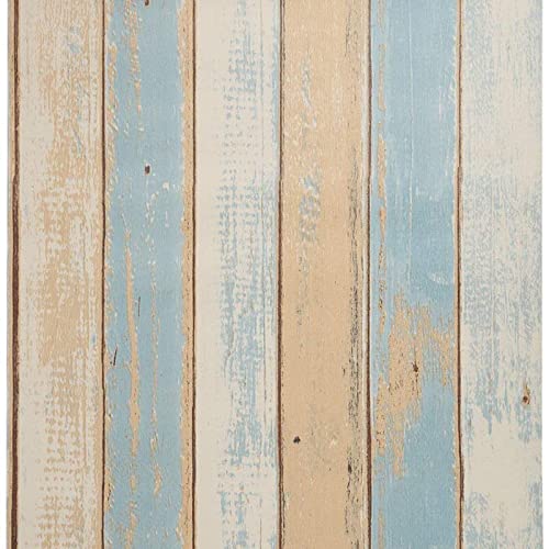 JOLIHOME Braun und Blau Holzmaserung Effekt Selbstklebende Tapete Vintage Planken Abnehmbar Abziehen und Aufkleben Kontaktpapier für Tür Schrank Bar Counter Schlafzimmer und Küche 44x1000cm von JOLIHOME