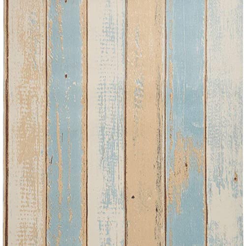 JOLIHOME Braun und Blau Holzmaserung Effekt Selbstklebende Tapete Vintage Planken Abnehmbar Abziehen und Aufkleben Kontaktpapier für Tür Schrank Bar Counter Schlafzimmer und Küche 44x500cm von JOLIHOME