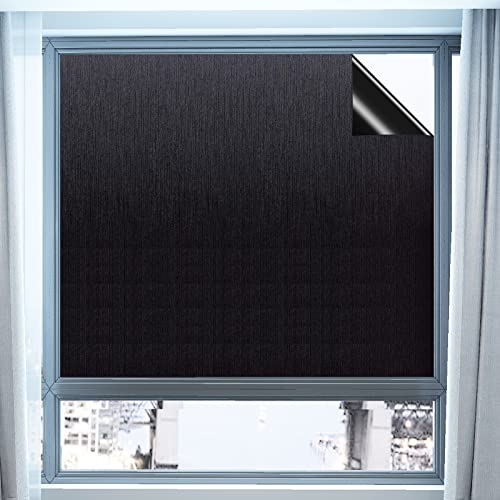 JOLIHOME Fensterfolie Schwarz Sichtschutzfolie Blickdicht Selbstklebend Klebefolie Fenster für Badezimmer und Büro Verdunkelungsfolie mit Anti-UV 44x300 cm von JOLIHOME