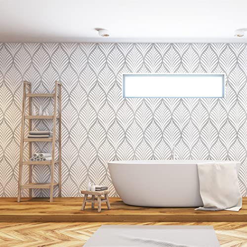 JOLIHOME Geometrische Muster Moderne Minimalistische Tapete Silberne und Weiße Wasserdichte Selbstklebende Vinyltapete für das Badezimmer Wohnzimmer Schlafzimmer Küche Aufkleber 44,5x1000cm von JOLIHOME