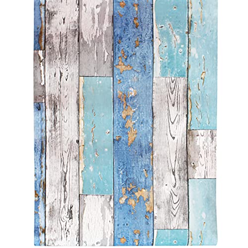 JOLIHOME Holzoptik Tapete Blau Selbstklebend Holz Klebefolie Vintage für Küche Wand Schrank Tisch Zimmer Tür 44.5x500cm von JOLIHOME